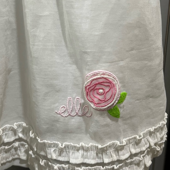 ELLE Off White Baby Dress with Pink Rose - Picture 7 of 8
